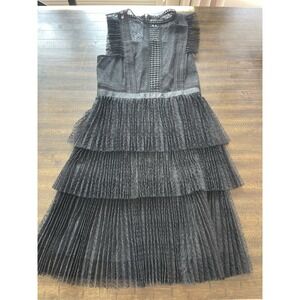 ANTHROPOLOGY Heartloom Black Lace Tiered Midi Sleeveless Dress Sz M REVOLVE